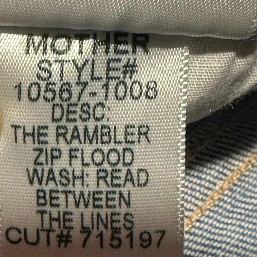 MOTHER The Rambler Zip Flood Read Between the Lines Size 29
